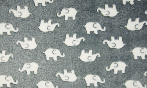 Kuschelfleece ~ Elefanten auf Grau
