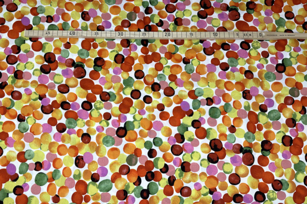 Soft Viskose ~ Digitaldruck Punkte Dots Kreise Orange Pink Multicolor 1,3 m LETZTES Stück