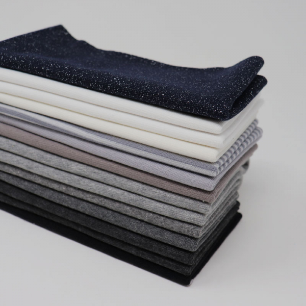 Bündchen - Feinripp Paket ~ Uni-Glitzer-Streifen-Melange 2,10 m / 14 x 15 cm