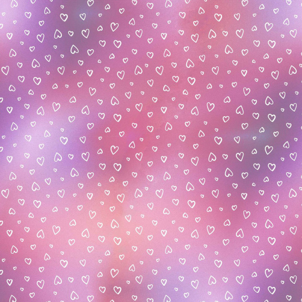 Digital French Terry ~ Herze auf Multicolor Pink