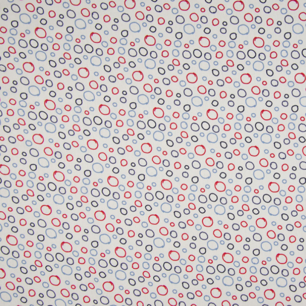 Baumwolle ~ Blau Rote Seifenblasen Punkte auf Weiß