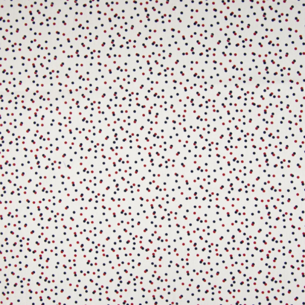 Baumwolle ~ Rote & Blaue Punkte auf Weiß