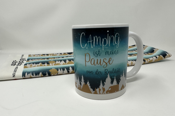 Design Tasse ~ Camping Auszeit Eigenproduktion CaDaNi 340 ml glänzend