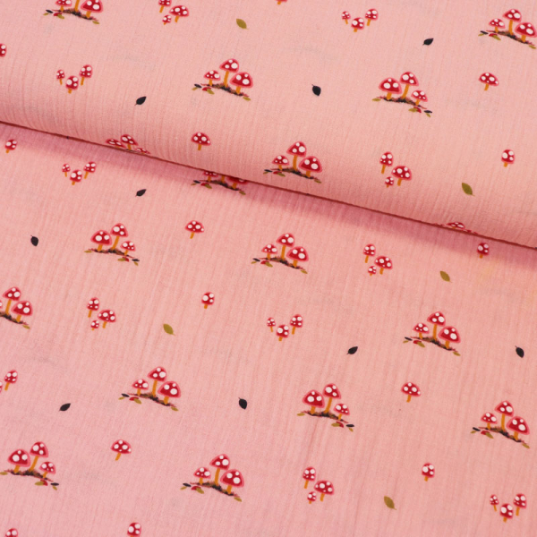 Musselin ~ Fliegenpilze auf Rosa