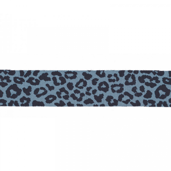 3 Meter Jersey Schrägband 20 mm Leopard Blau