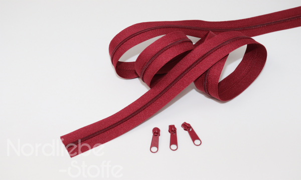 Endlosreißverschluss 3 mm bordeaux incl. Zipper