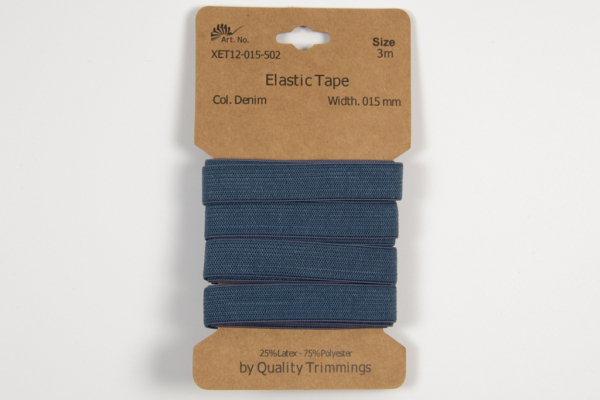 3 m elastisches Gummiband 15 mm ~ UNI Denim Flachgummi