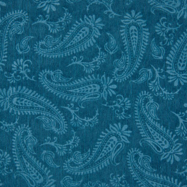 Feincord ~ Paisley Petrol Cord
