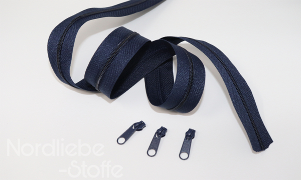 Endlosreißverschluss 3 mm navy incl. Zipper