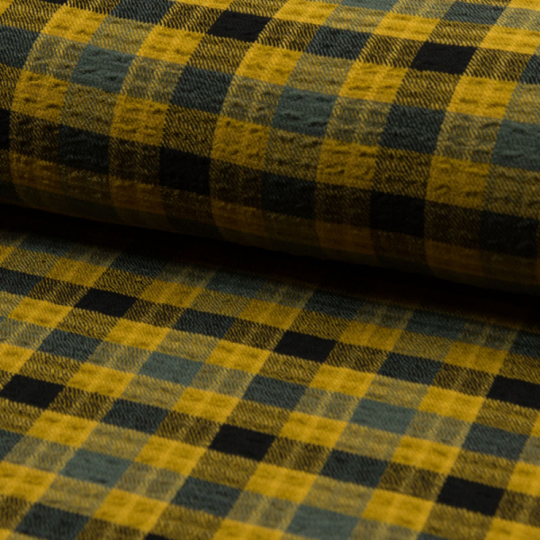 Viskose ~ Washed Checks Karos Ocker 0,47 m LETZTES Stück