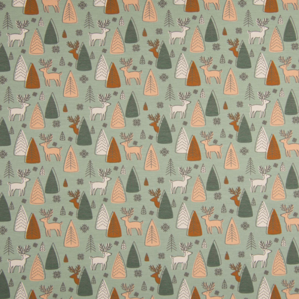 Jersey ~ Hirsche im Wald auf Grün