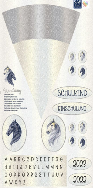 Schultüten Jersey Panel ~ Windsong Pony incl. Anhänger & Aufnäher von Sonja Hahn