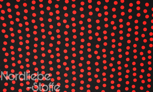 Baumwolle Mischgewebe ~ Rote Punkte auf Schwarz
