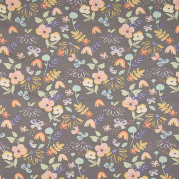 Jersey ~ Blumenwiese auf Grau