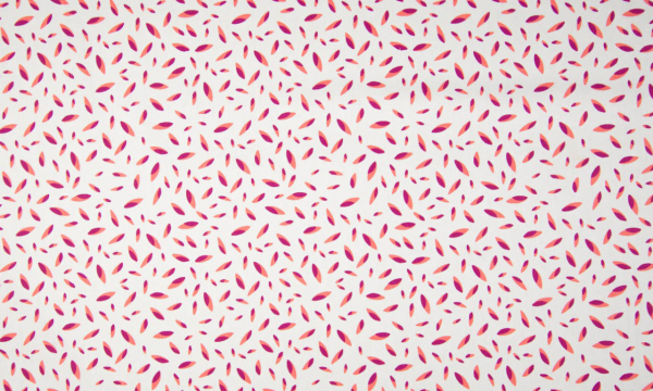 Baumwolle ~ Federn Fuchsia auf Weiß