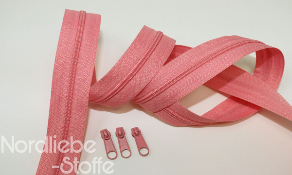 Endlosreißverschluss 3 mm bubblegum incl. Zipper