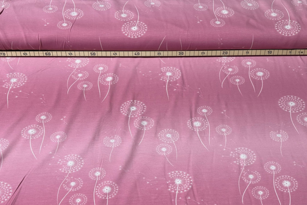 Digital Jersey von Heideschaf ~ zarte Pusteblumen auf rosa Farbverlauf