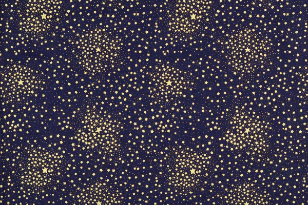 Baumwolle ~ goldene Sterne auf Dunkelblau
