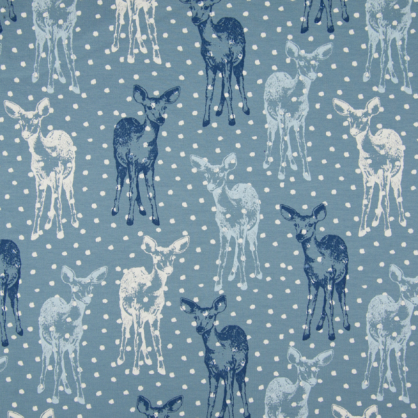 Kuschelsweat ~ Rehe & Pünktchen auf Blau