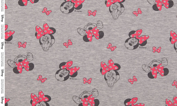 Lizenz Walt Disney French Terry Sweat ~ Minnie Maus Grau Rot angeraut Kuschelsweat