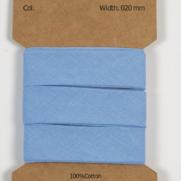3 m Baumwoll Schrägband Babyblau 20mm