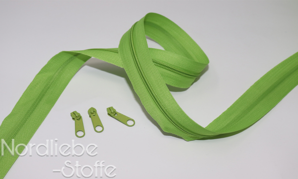 Endlosreißverschluss 3 mm lime incl. Zipper